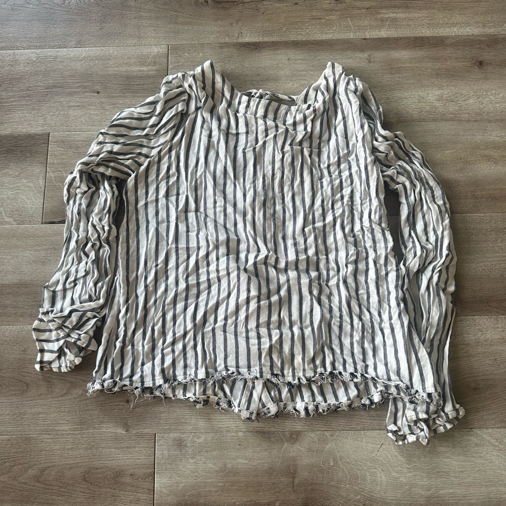 Cloth & Stone Black and White Striped Blouse
